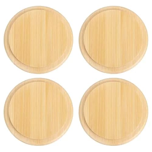 uxcell Bamboo Cup Lid 3.35 Inch | Reusable Wooden Cover for Hot & Cold Drinks thumbnail 1