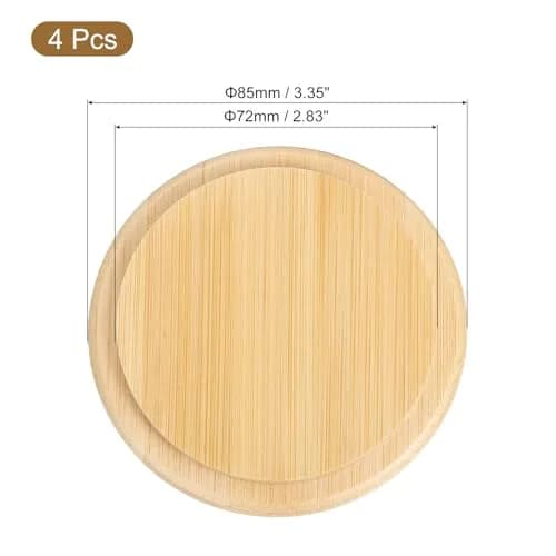 uxcell Bamboo Cup Lid 3.35 Inch | Reusable Wooden Cover for Hot & Cold Drinks thumbnail 2