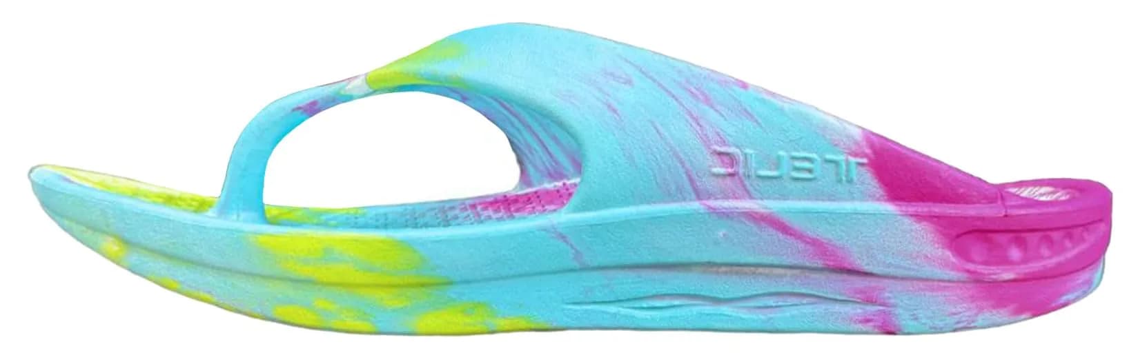 Telic Unisex Adult Energy Flip Flop Arch Support Cushioned Sandals, Kaleidoscope, 10 Women/9 Men | Impact-Absorbing Recovery Footwear