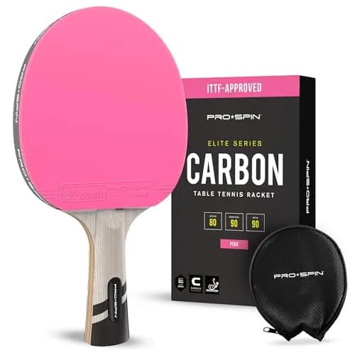 PRO-SPIN Carbon Fiber Table Tennis Racket | 7-Ply Blade, ITTF Approved Rubber, 2.0mm Sponge, Pink 1-Pack thumbnail 1