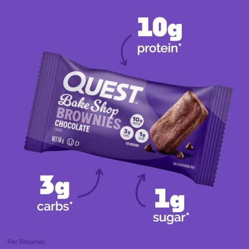 Quest Chocolate Brownie Protein Snack 10 Count | 10g Protein, 2g Net Carbs thumbnail 2