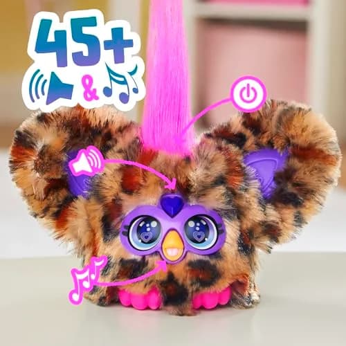 Furby Furblets Chee-Chee Mini Friend Electronic Plush Toy | Cheetah Print, 2-Inch Portable thumbnail 3