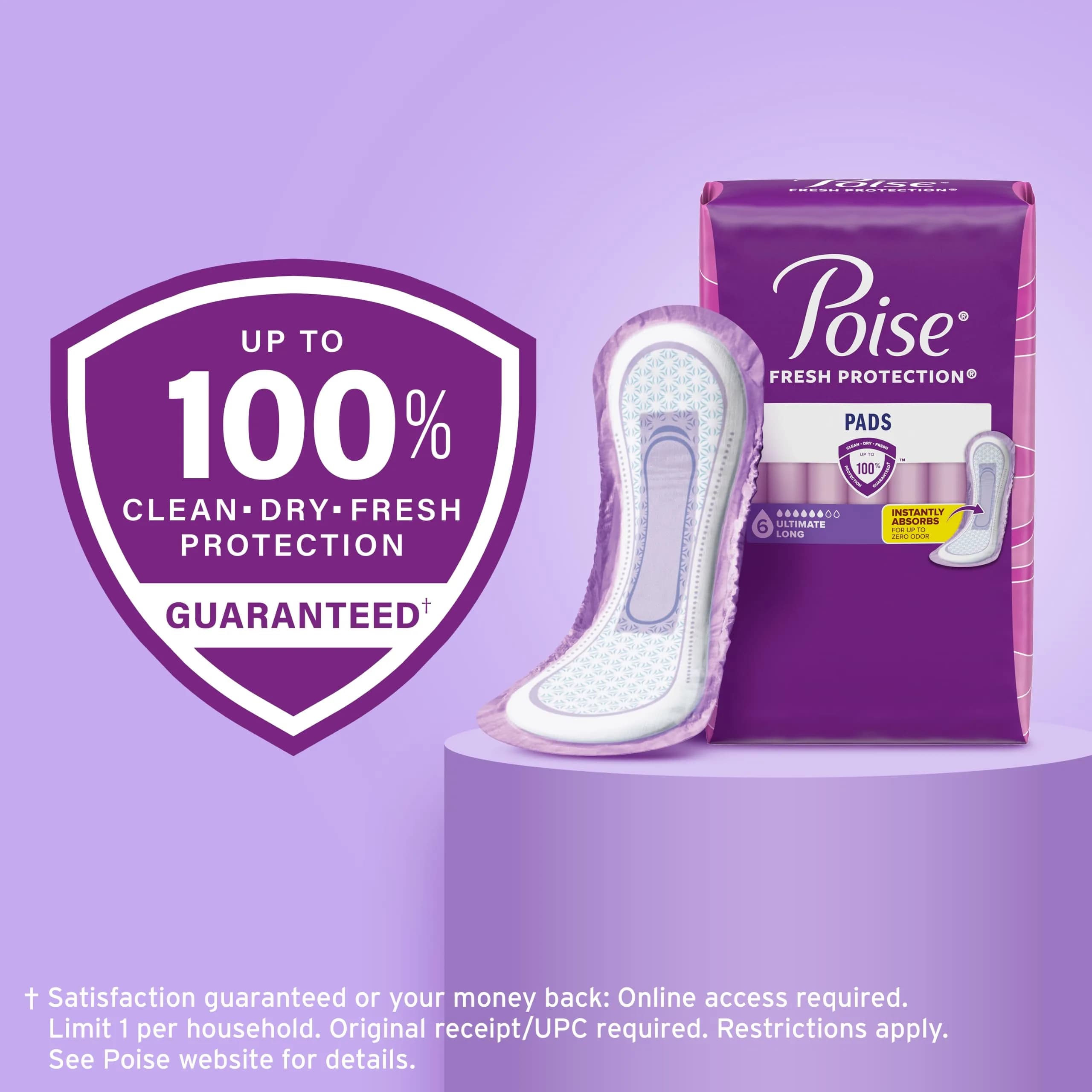Poise Incontinence Pads for Women, Ultimate Absorbency, Long Length, 42 ct | 12 Hours Protection - view 7
