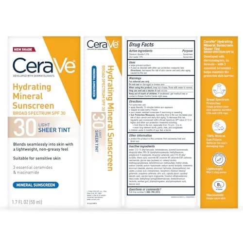 CeraVe Tinted Sunscreen SPF 30 Moisturizer 50ml (1.7 Fl Oz) | Mineral Sunscreen for Face with Hyaluronic Acid thumbnail 7