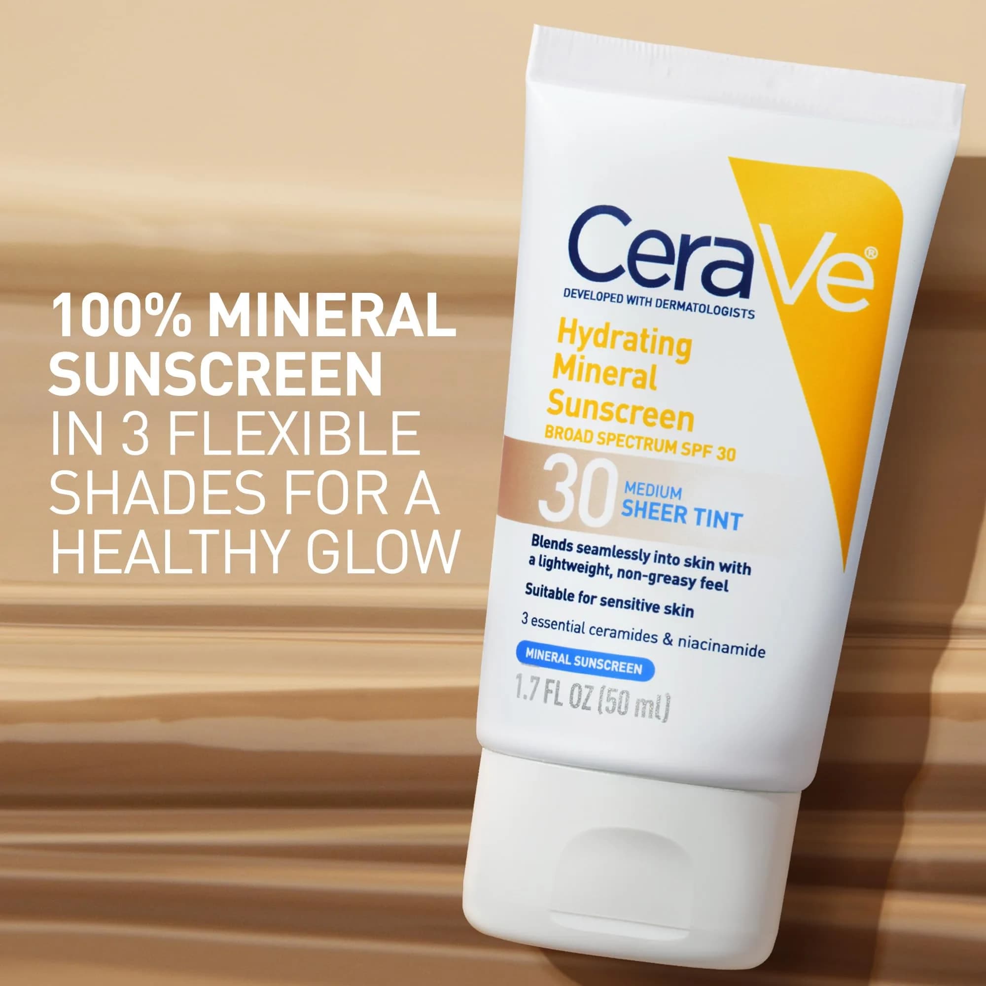 CeraVe Hydrating Mineral Sunscreen SPF 30 Sheer Tint Light 48g (1.7 Oz) | Tinted Sunscreen for a Healthy Glow - view 2