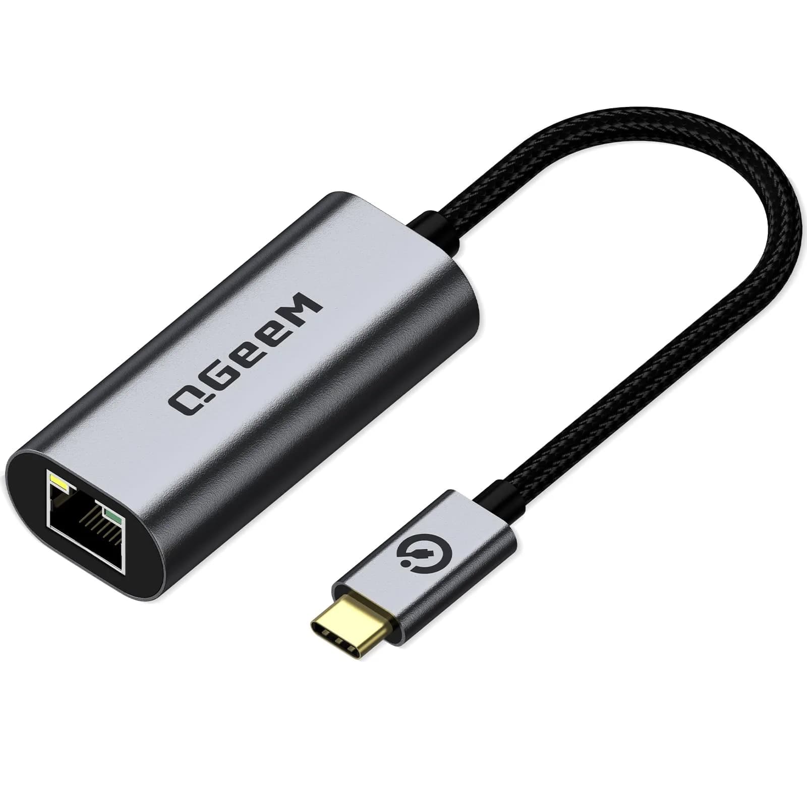 QGeeM USB C to Ethernet Adapter 1000Mbps | Gigabit Type-C Network Dongle for MacBook, iPad, Dell, Switch (Classic Gray) - main product image