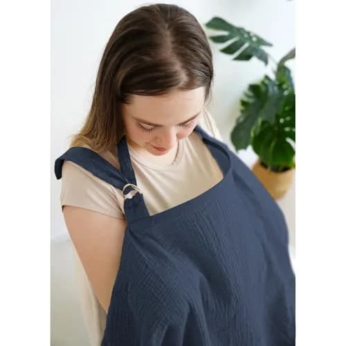 MairMore 100% Muslin Cotton Nursing Cover Sapphire | 112cm x 71cm (44"x28") thumbnail 2