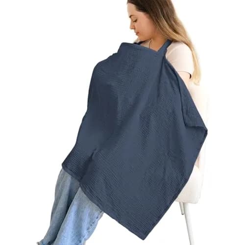 MairMore 100% Muslin Cotton Nursing Cover Sapphire | 112cm x 71cm (44"x28") thumbnail 3