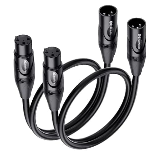 Cable Matters 2-Pack Premium XLR to XLR Microphone Cable 0.3m (1ft) | Balanced M-F Audio Cord thumbnail 1