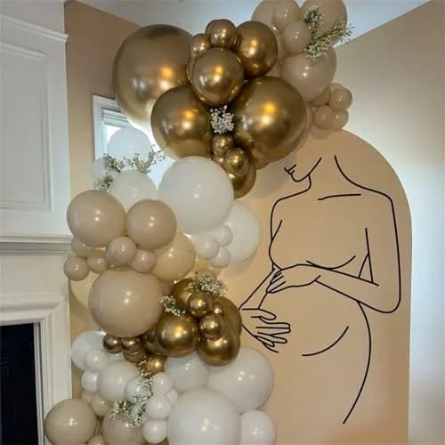 HILAVO Beige Champagne Gold Balloon Set 60Pcs 12 Inch | Assorted Colors Balloon for Party Planners thumbnail 5