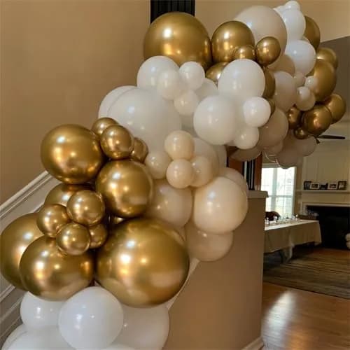 HILAVO Beige Champagne Gold Balloon Set 60Pcs 12 Inch | Assorted Colors Balloon for Party Planners thumbnail 6