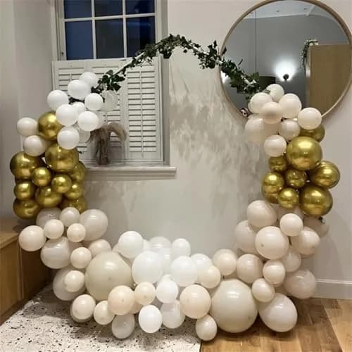 HILAVO Beige Champagne Gold Balloon Set 60Pcs 12 Inch | Assorted Colors Balloon for Party Planners thumbnail 7