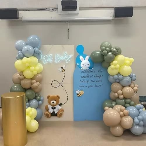 HILAVO Blue and Green Balloons Sage Green Dusty Blue Yellow White Sand Balloons 60 Pieces (12 Inch) | Assorted Colors Party Pack thumbnail 4