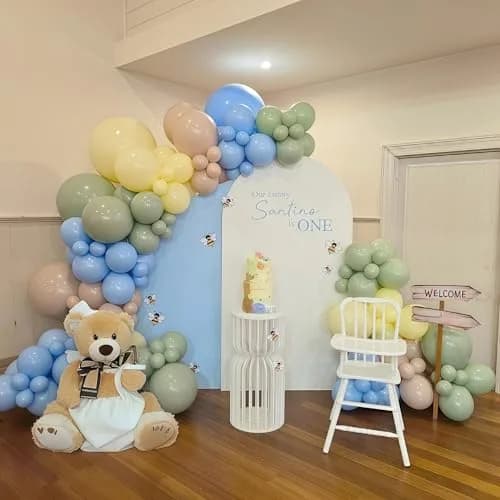 HILAVO Blue and Green Balloons Sage Green Dusty Blue Yellow White Sand Balloons 60 Pieces (12 Inch) | Assorted Colors Party Pack thumbnail 5