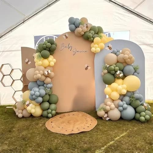 HILAVO Blue and Green Balloons Sage Green Dusty Blue Yellow White Sand Balloons 60 Pieces (12 Inch) | Assorted Colors Party Pack thumbnail 3