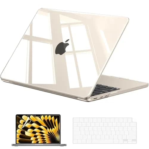 EooCoo Hard Shell Case Compatible with MacBook Air 15 inch 2024 2023 Liquid Retina, Plastic Cover + Keyboard & Screen Protector, Crystal Starlight thumbnail 1