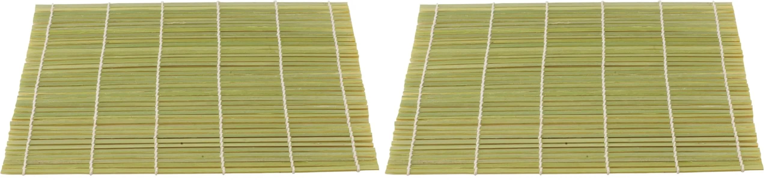 Helen's Asian Kitchen Sushi Mat, 9.5-Inches x 8-Inches, Natural Bamboo (Pack of 2) | Sustainable Bamboo Sushi Rolling Mat for Homemade Rolls - main product image