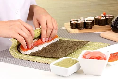 Helen's Asian Kitchen Sushi Mat, 9.5-Inches x 8-Inches, Natural Bamboo (Pack of 2) | Sustainable Bamboo Sushi Rolling Mat for Homemade Rolls thumbnail 2
