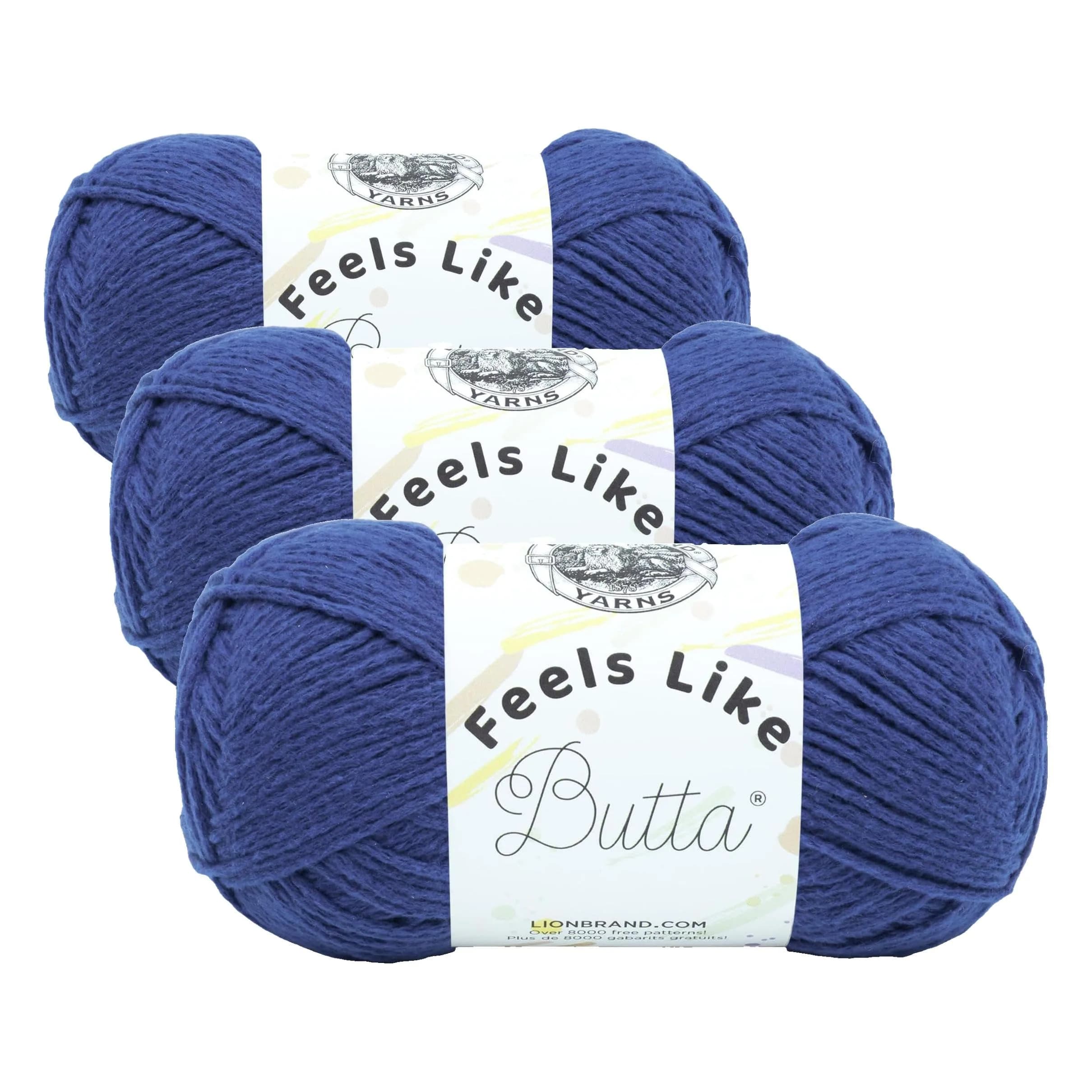 Lion Brand Feels Like Butta Royal Blue 3-Pack Crochet & Knitting Yarn (100g Each) - main product image