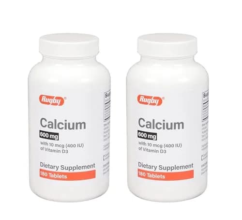 RUGBY LABORATORIES Calcium 600mg Tablets with Vitamin D3 10mcg | Dietary Supplement for Bone Support thumbnail 1
