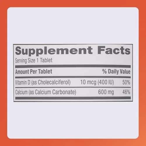RUGBY LABORATORIES Calcium 600mg Tablets with Vitamin D3 10mcg | Dietary Supplement for Bone Support thumbnail 4