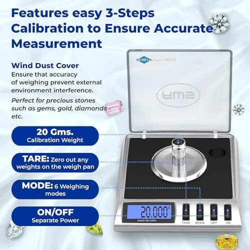 AMERICAN WEIGH SCALES Gemini-50 Milligram Scale 50g | 0.001g Precision for Jewelry & Lab Use thumbnail 5