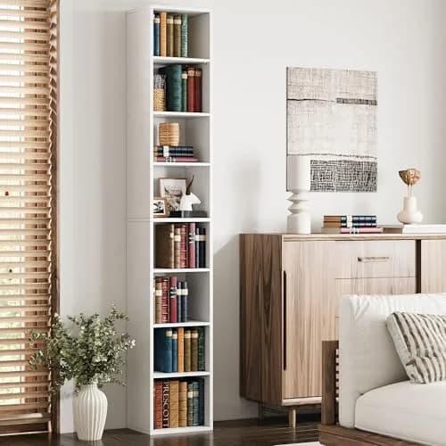 IRONCK Bookshelves and Bookcases Floor Standing 8 Tiers Display Storage Shelves 71 in Tall Bookcase Easy to Match for Living Room, Office, Study, Bedroom | 8 Open Shelves, MDF, White thumbnail 2
