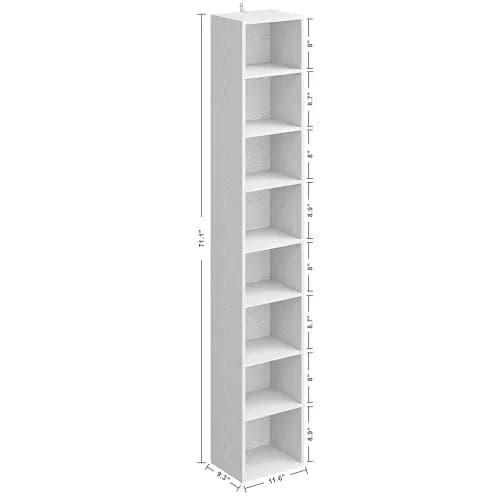 IRONCK Bookshelves and Bookcases Floor Standing 8 Tiers Display Storage Shelves 71 in Tall Bookcase Easy to Match for Living Room, Office, Study, Bedroom | 8 Open Shelves, MDF, White thumbnail 3