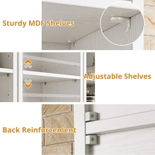 IRONCK Bookshelves and Bookcases Floor Standing 8 Tiers Display Storage Shelves 71 in Tall Bookcase Easy to Match for Living Room, Office, Study, Bedroom | 8 Open Shelves, MDF, White thumbnail 4