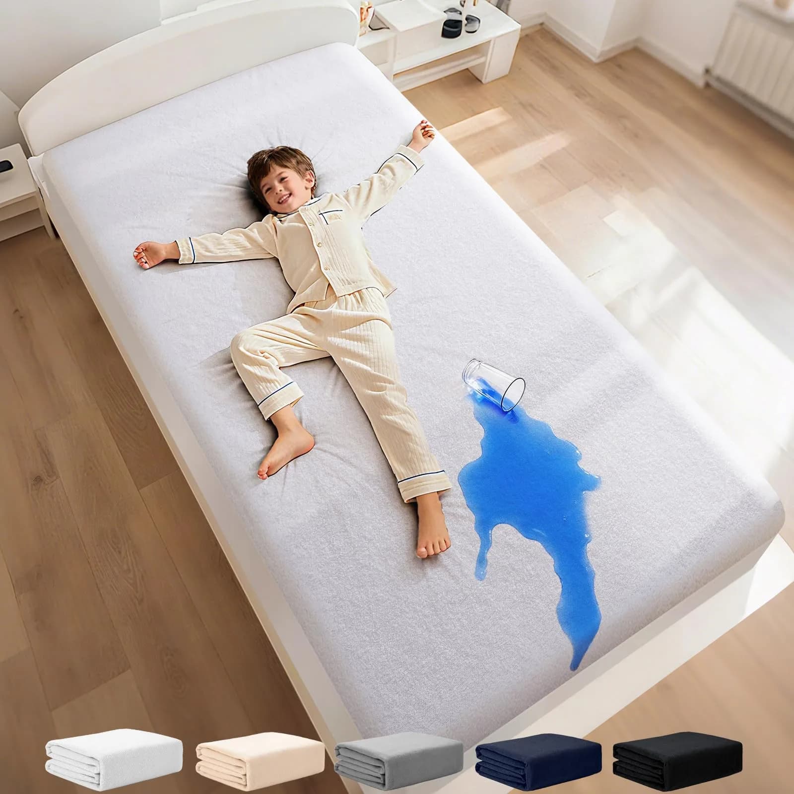OhGeni Waterproof Mattress Protector Twin Size | Deep Pocket 6"-18" Breathable & Noiseless — White
