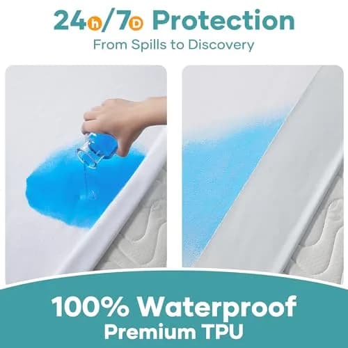 OhGeni Waterproof Mattress Protector Twin Size | Deep Pocket 6"-18" Breathable & Noiseless thumbnail 2