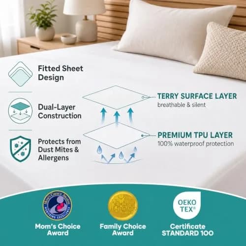 OhGeni Waterproof Mattress Protector Twin XL | Breathable & Soft, Deep Pocket 6"-18" thumbnail 3