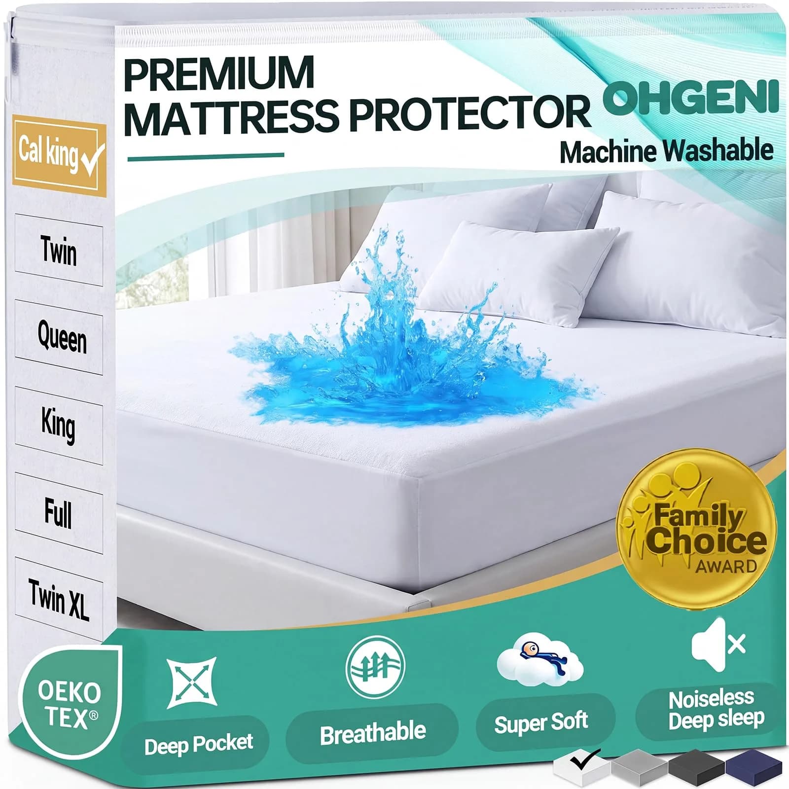 OhGeni Waterproof Mattress Protector California King Size | Breathable, Deep Pocket, Washable