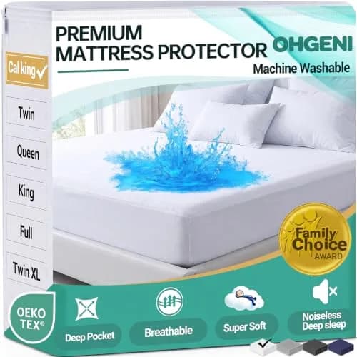 OhGeni Waterproof Mattress Protector California King Size | Breathable, Deep Pocket, Washable thumbnail 1