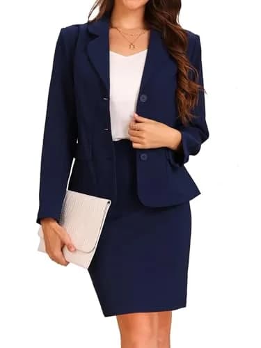 Allegra K Women 2 Piece Skirt Set Suit Business Blazer and Pencil Skirt | Formal Office Wear for Women thumbnail 1