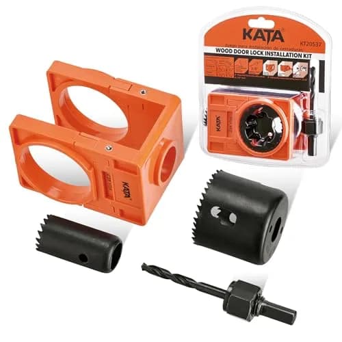 KATA Door Lock Installation Kit for Door Knob & Deadbolt, 25mm (1") & 54mm (2-1/8") Hole Saws | DIY Wood Door Lock Jig thumbnail 1