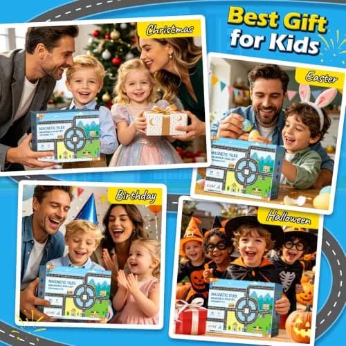 IGIVI Magnetic Tiles Road Set, 45° Curve Road Expansion, Magnetic Building Blocks for Kids 3+ | Creative Montessori Toy thumbnail 6