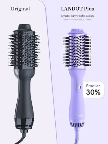 LANDOT One-Step Hair Dryer Brush Volumizer Styler 15.2 cm (60MM) Oval Barrel Purple | Salon Smooth Blowouts Fast thumbnail 7