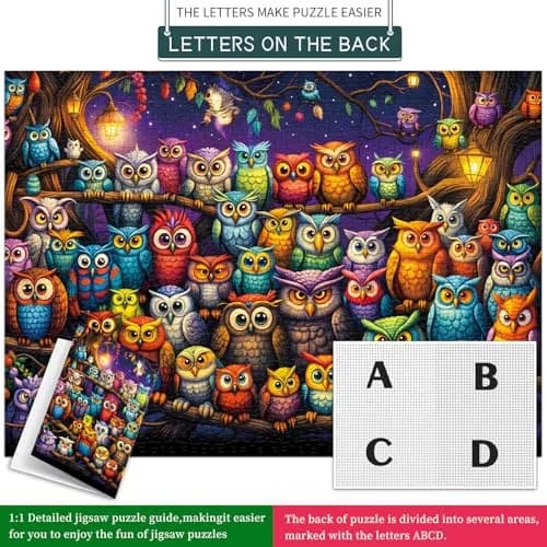TangComplete Owl Family 1000 Piece Jigsaw Puzzle 70cm x 50cm | Educational & Non-Toxic Puzzle thumbnail 7
