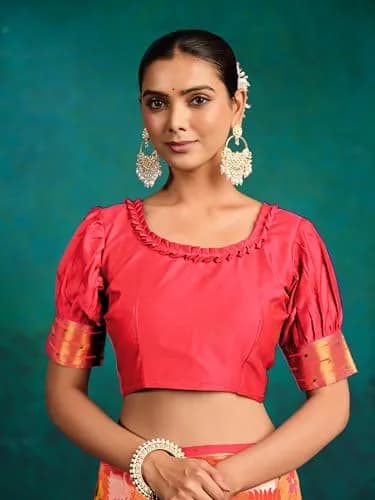 EthnicJunction Pure Silk Paithani Saree Gajari | Woven Design, 5.5m, One Size thumbnail 6