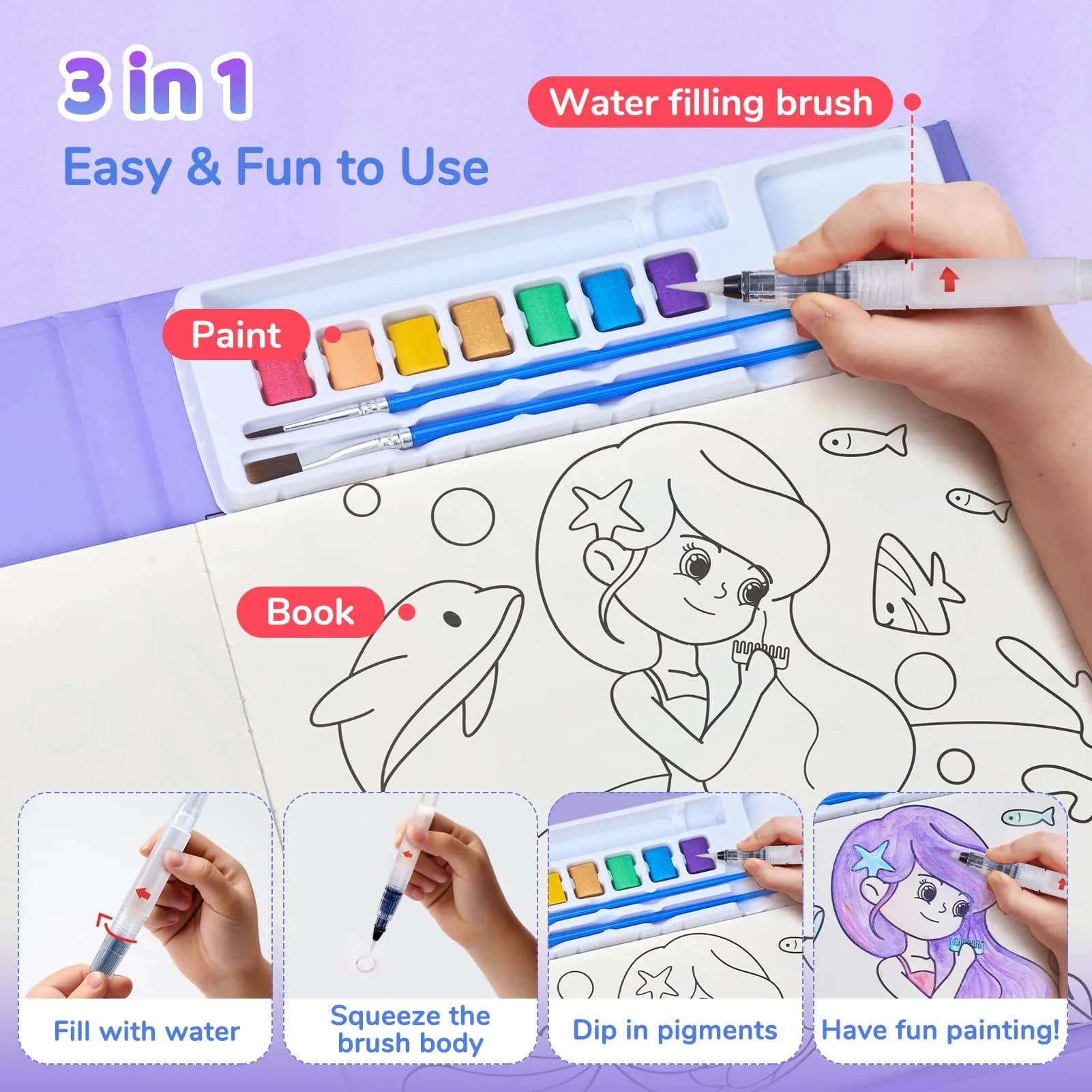 JoyCat Paint with Water Coloring Book for Toddlers | Underwater World Theme - view 7