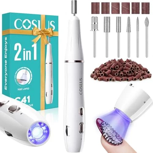 COSLUS C41 Cordless Nail Drill with Flash Cure Lamp | 77.1g (2.7oz) Portable Electric Nail File for Acrylic Gel Dip Powder Nails thumbnail 1