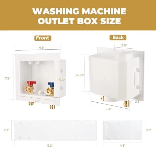 SECKWHALE Press Washing Machine Outlet Box with Center Drain 207.5 cu in | Copper Press Connections, Recessed Box, 1/2 Inch Press x 3/4 Inch MHT thumbnail 3