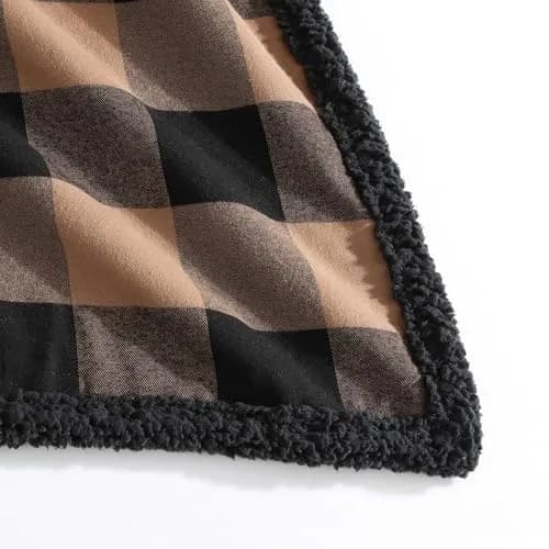 Eddie Bauer Brushed Fleece & Plush Sherpa Throw Blanket 127cm x 152cm (50" x 60") | Cozy Cabin Plaid Beige for Couch & Bed thumbnail 5