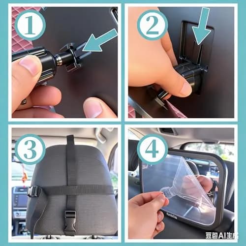 funbliss Baby Car Mirror for Rear Facing Seat | Clear Wide View, 360° Rotation, Shatterproof Acrylic thumbnail 7
