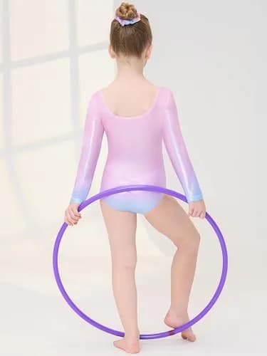 Gogokids Girls Long Sleeve 3 Pcs Gymnastics Leotard Set with Shorts | Sparkling Rhinestones, Breathable Polyester & Spandex, Age 3-12 thumbnail 5