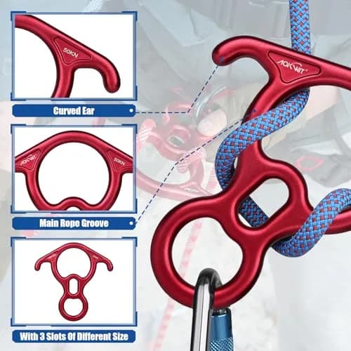 AOKWIT 50KN Rescue Figure 8 Descender 17cm (6.7in) | Bent-Ear Belay Device for Rock Climbing & Rescue thumbnail 5