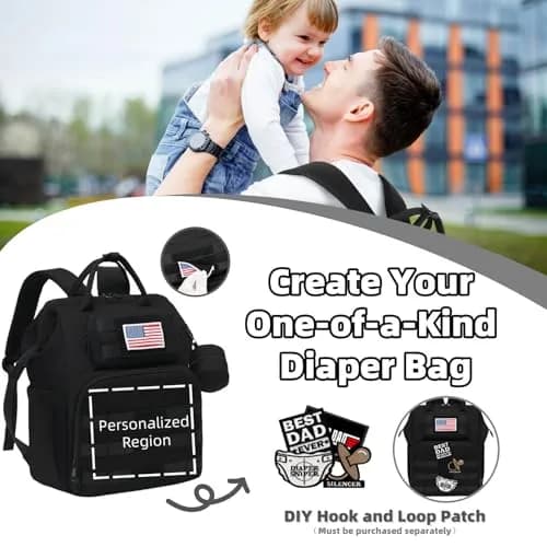 ROSEGIN Diaper Bag Backpack for Dad and Men, Large 35L Travel Baby Bag with Changing Pad & Insulated Pockets (Shadow Black) thumbnail 2