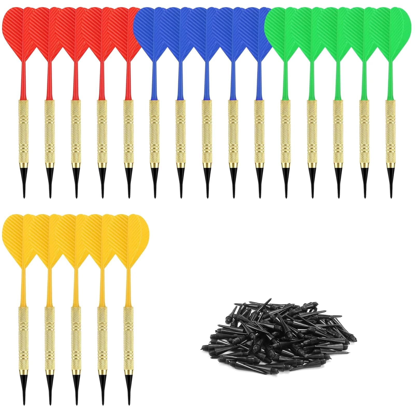 Accmor 20 Pack Gold Soft Tip Darts Set with 100 Extra Tips - main product image