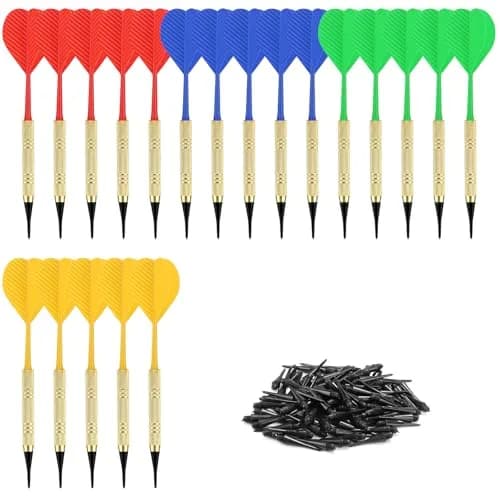 Accmor 20 Pack Soft Tip Darts Set with 100 Extra 2BA Tips | Gold Color, 13g Weight thumbnail 1
